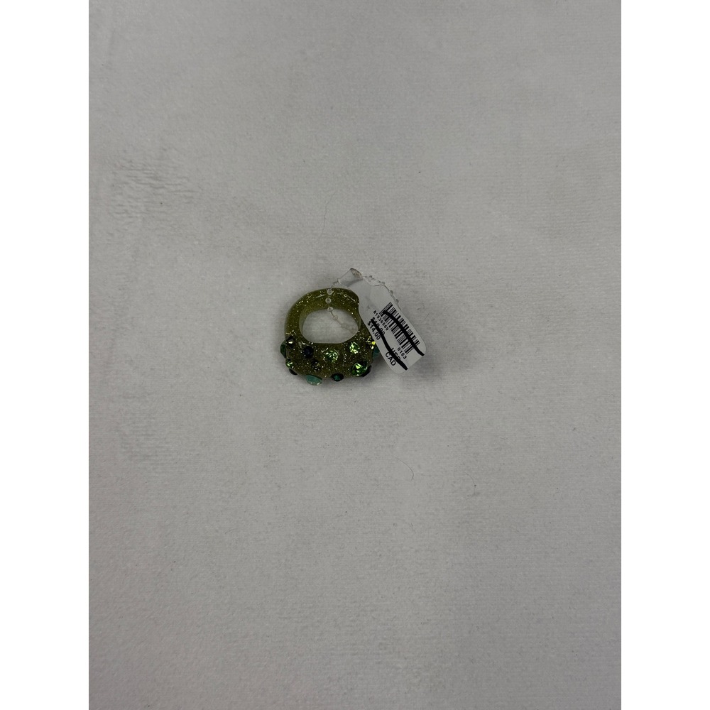 Urban Outfitters Green Glitter Resin Chunky Dome Ring Rhinestone Embellished NEW